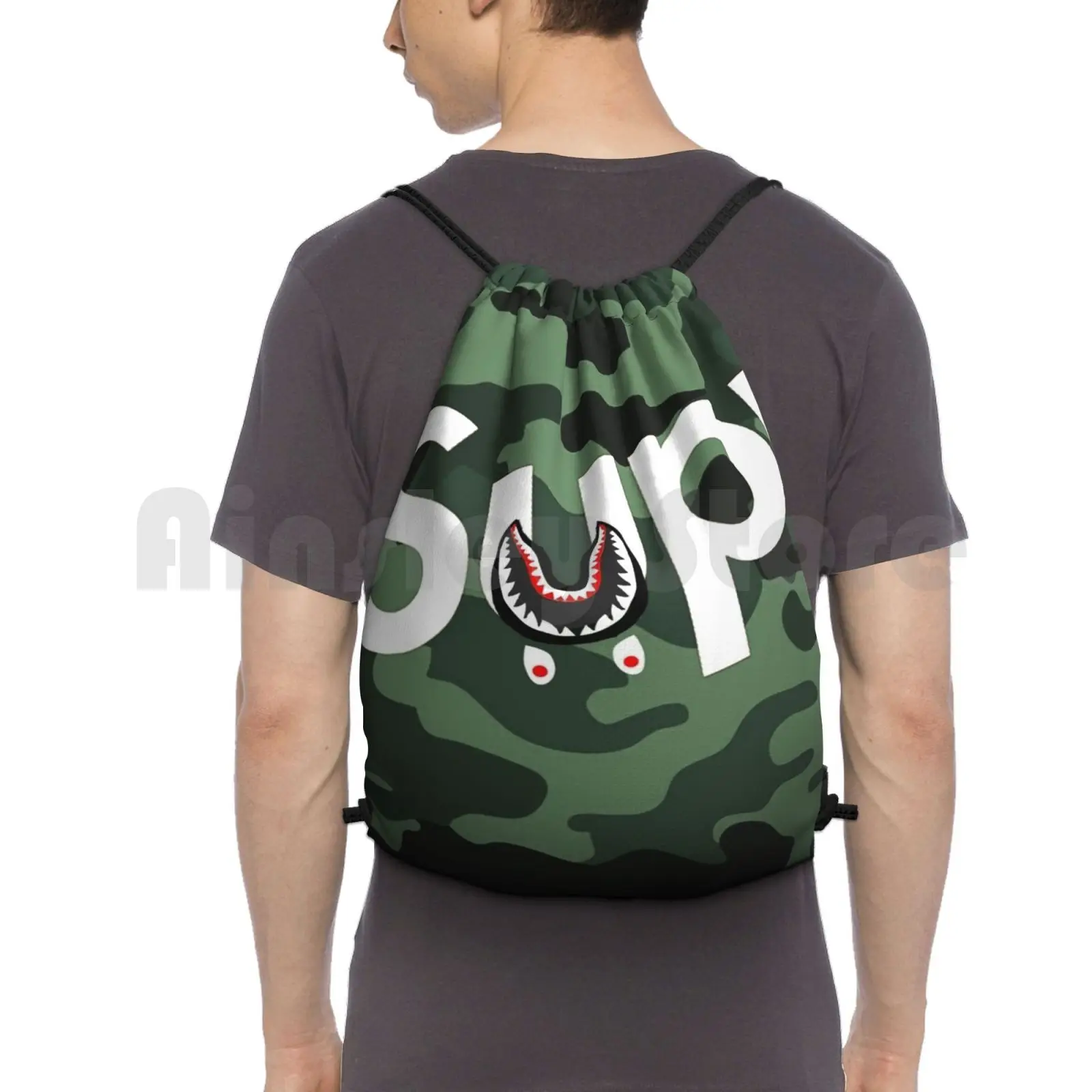 Sushark Backpack Drawstring Bags Gym Bag Waterproof Hypebeast 3d Insane Trendy Youtube Dengkul Funny Cool Awesome