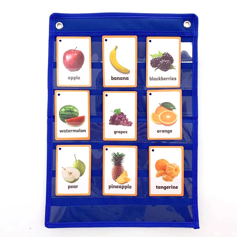 Blue Magnetic Pocket Chart With 10 Dry Erase Cards For Standards Daily Schedule Easy Mounting Space Saving Home Standard