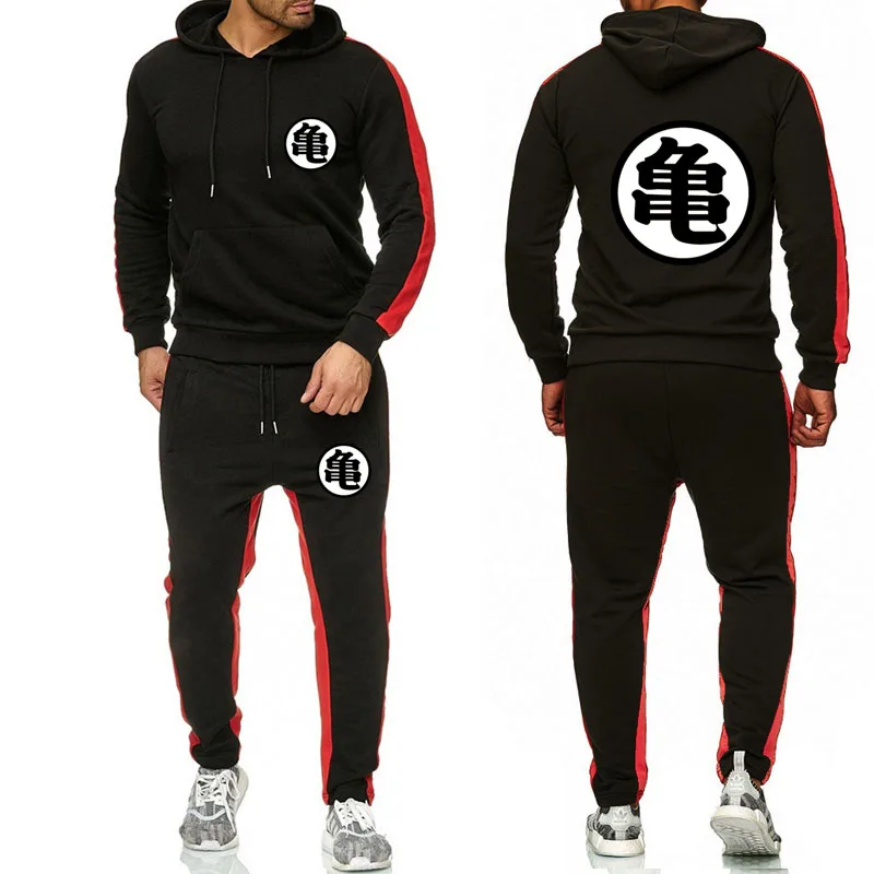 Anime Large size tracksuit men set letter sportswear sweatsuit male sweat track suit jacket hoodie with pants