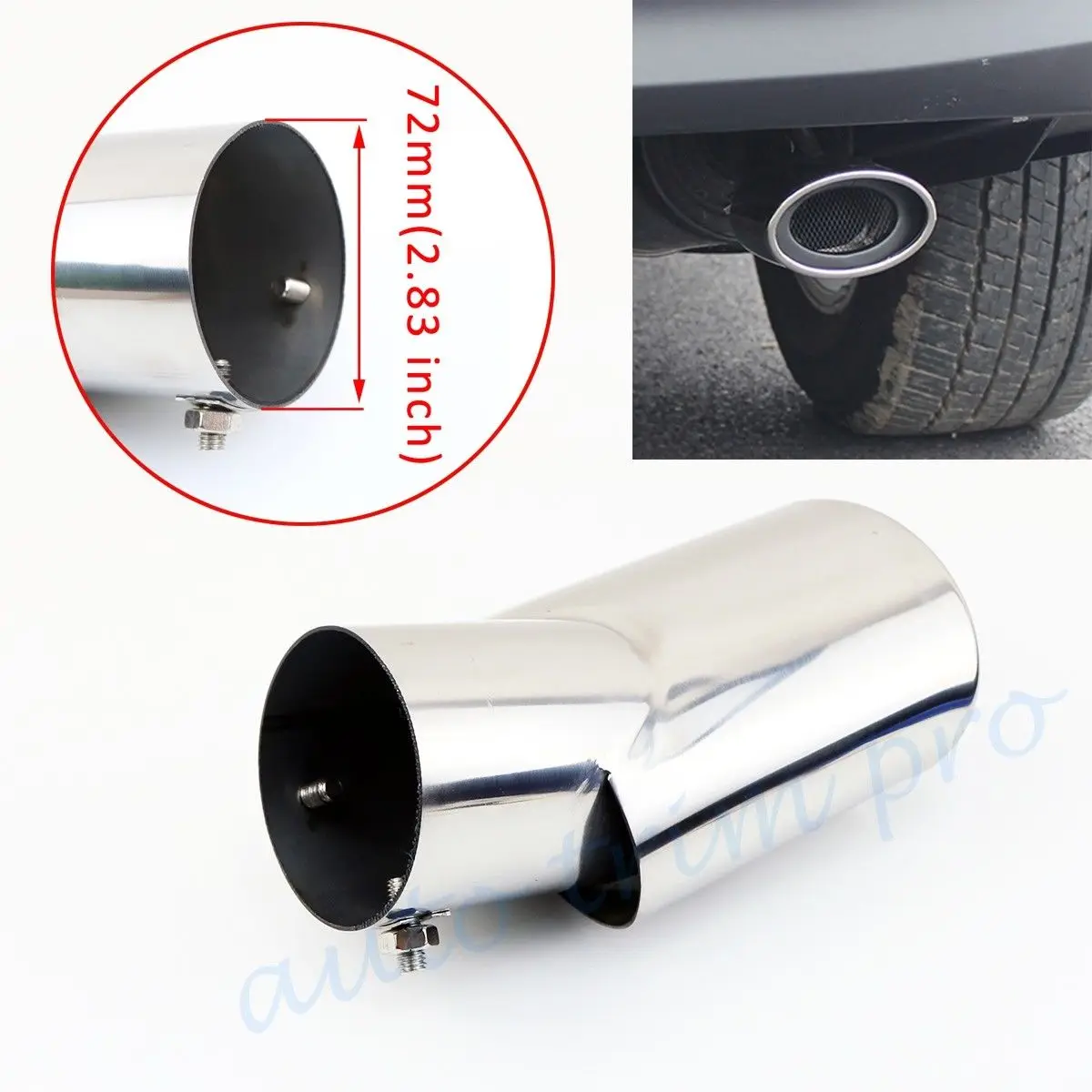 Stainless Steel Universal Auto Accessories Chrome Rear Exhaust Muffler Tail Tip Pipe 2.8