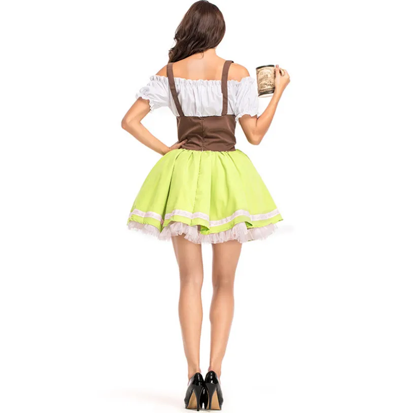 Volwassen Vrouwen Traditie Beierse Bier Meisje Kostuum Sexy Oktoberfest Bier Maid Dirndl Kostuum Servant Outfit