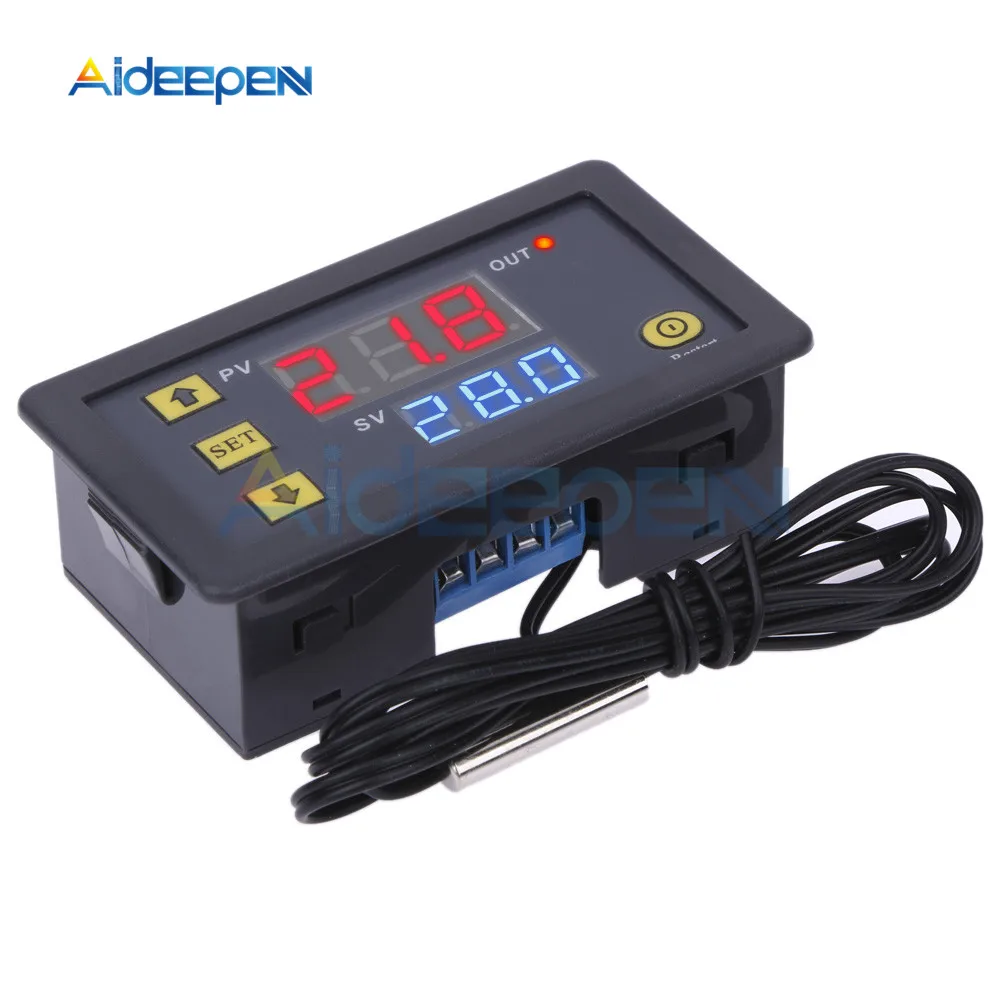 Controlador digital de temperatura, termostato con pantalla LED, W3230 24V DC 12V 110V 220V, interruptor de refrigeración y calefacción, sensor de