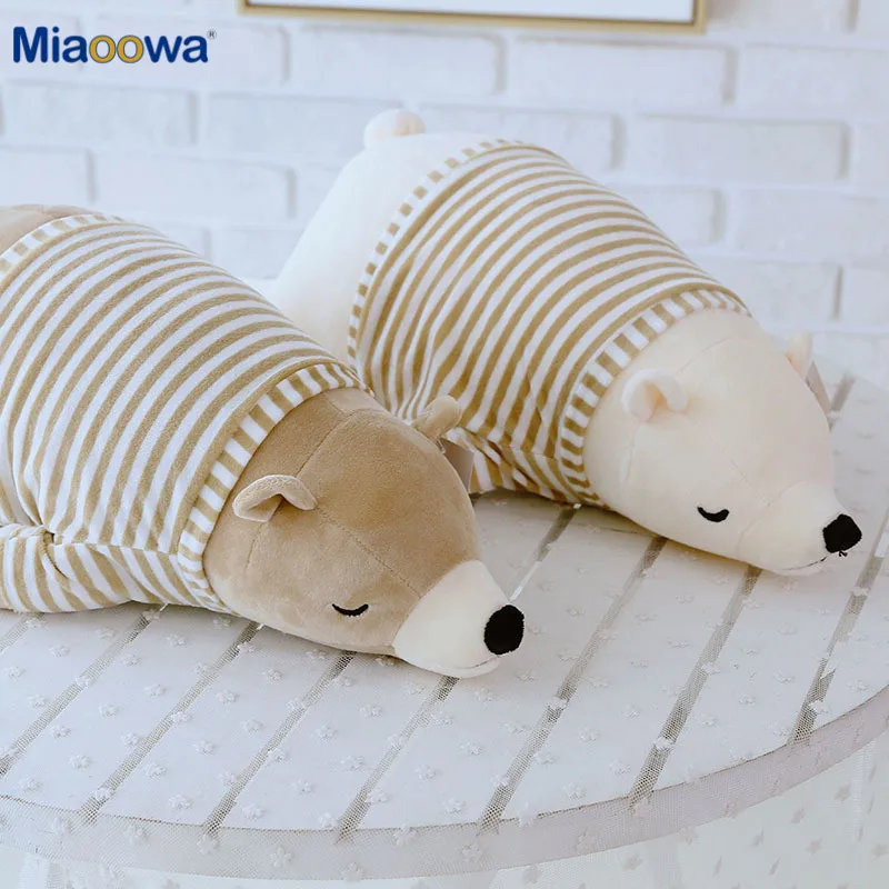 35-110CM Kawaii Dressing Polar Bear Plush Doll Baby Soft Stuffed Sleeping Bear Pillow Animal Plush Toys Cartoon Gifts