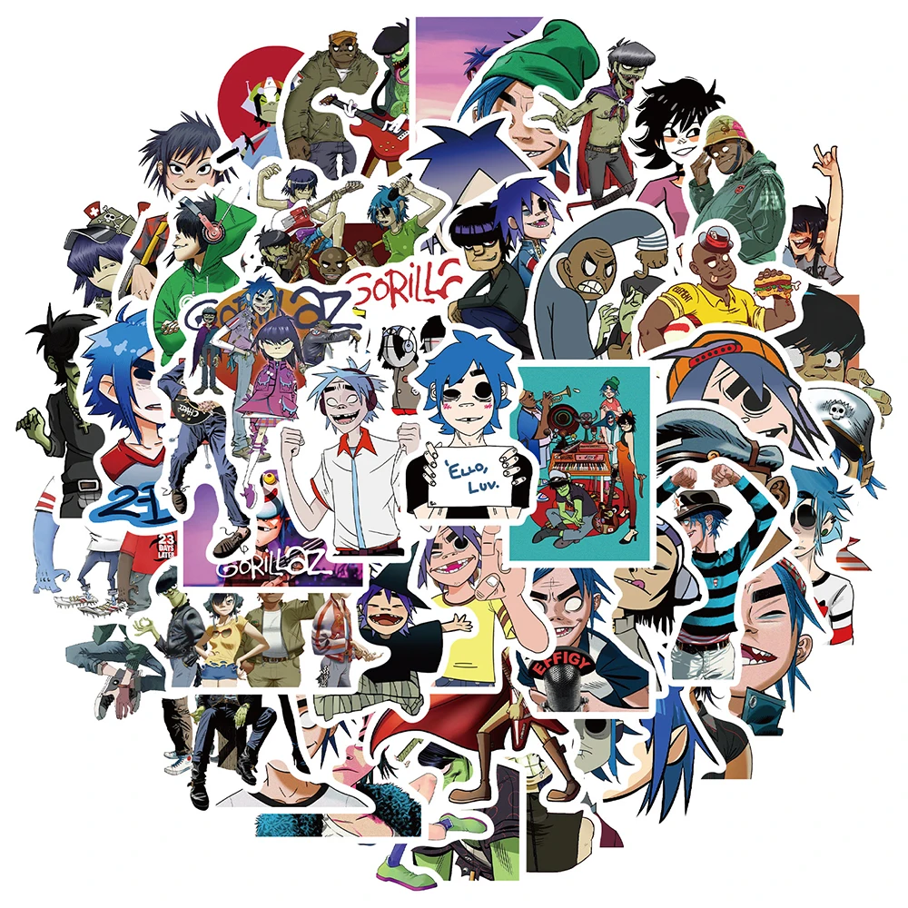 10/30/50pcs Gorillaz Music Band Cartoon Stickers Decal DIY Motorcycle Phone Laptop Luggage Guitar Car Graffiti Sticker Kids Toy