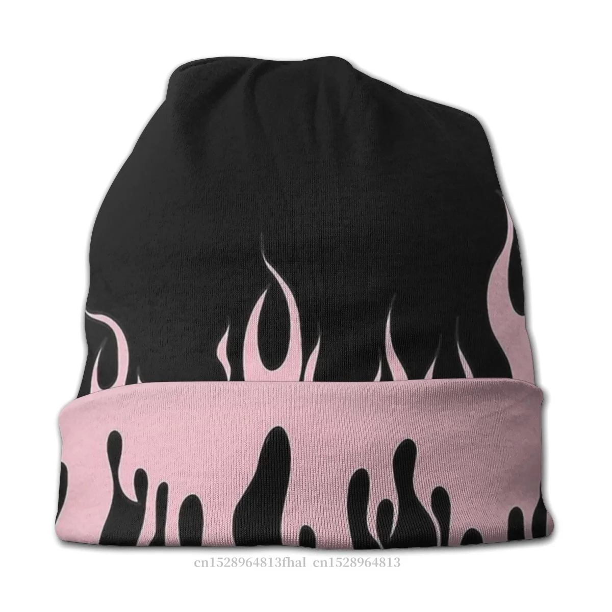 Goth 1980s Subculture Rock Skullies Beanies Caps Pink Flames Knitting Hat Winter Warm Bonnet Hats Men Women\'s Hip Hop Ski Cap