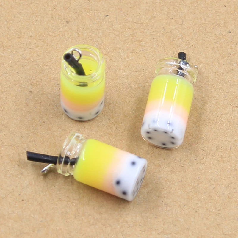 10pcs Charms symphony Colorful milk tea Glass Pendant Crafts Making Findings Handmade Jewelry DIY for Earrings Necklace