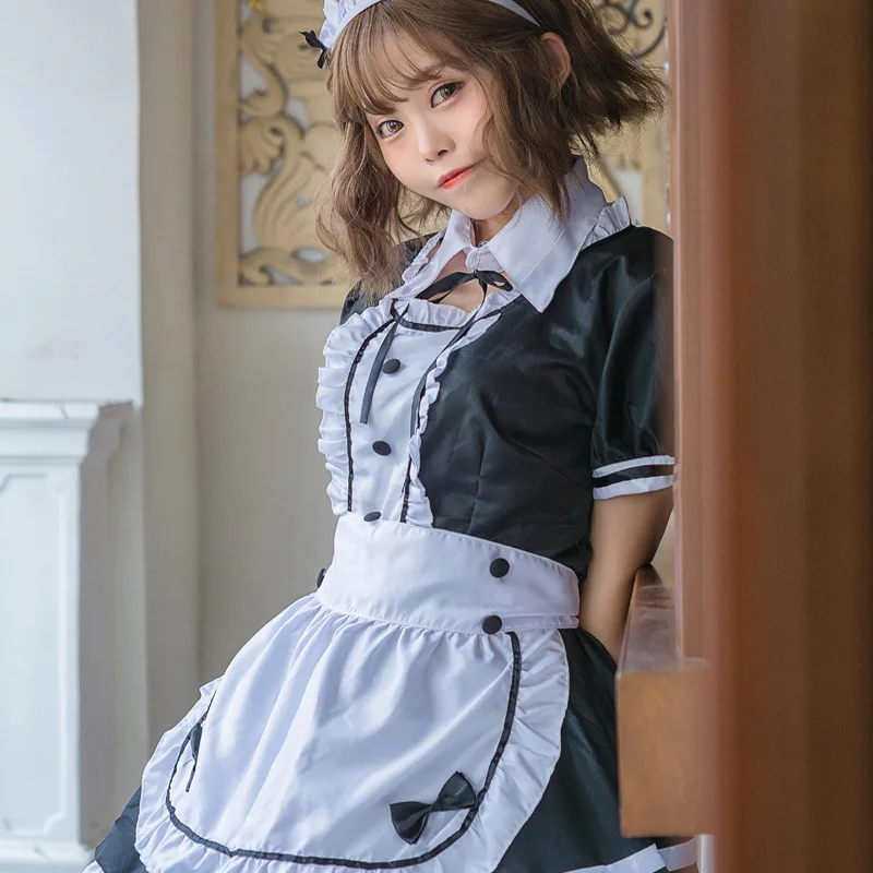 New Sexy Sweet Gothic Lolita Dress French Maid Costume Anime Cosplay Sissy Maid Uniform Plus Halloween Costumes For Women M-5XL