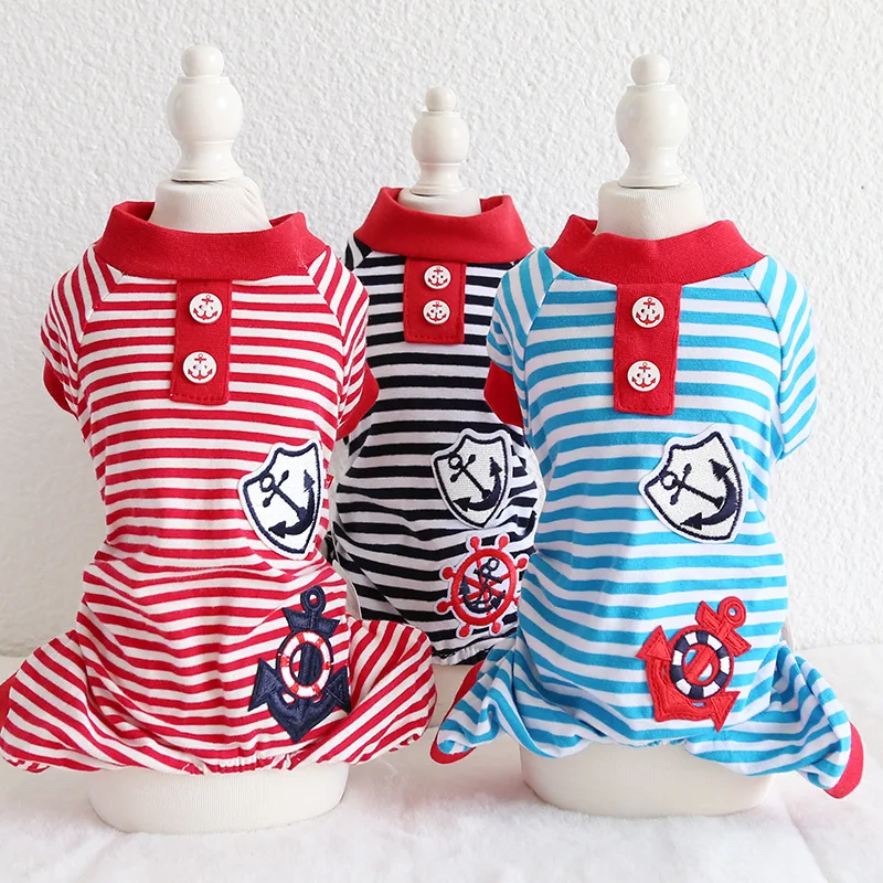 

Sailor Striped Dog Jumpsuits Rompers Pet Clothes Dog Pajamas Clothing for Dogs Cats Dog Clothes Yorkie Maltese Chiwawa