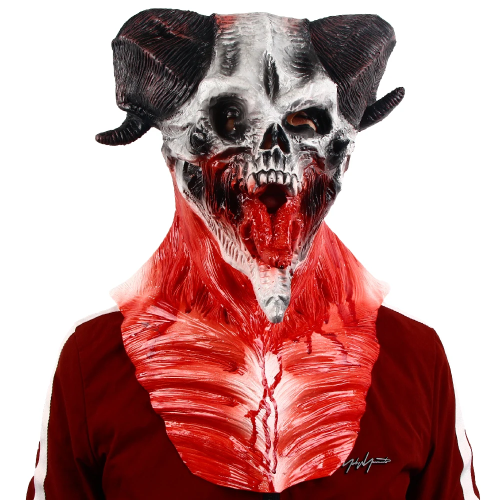 Halloween Latex Mask Demon Animal Goat Head Latex Mask Fanny Dress Party Costume Props Cosplay Headgear