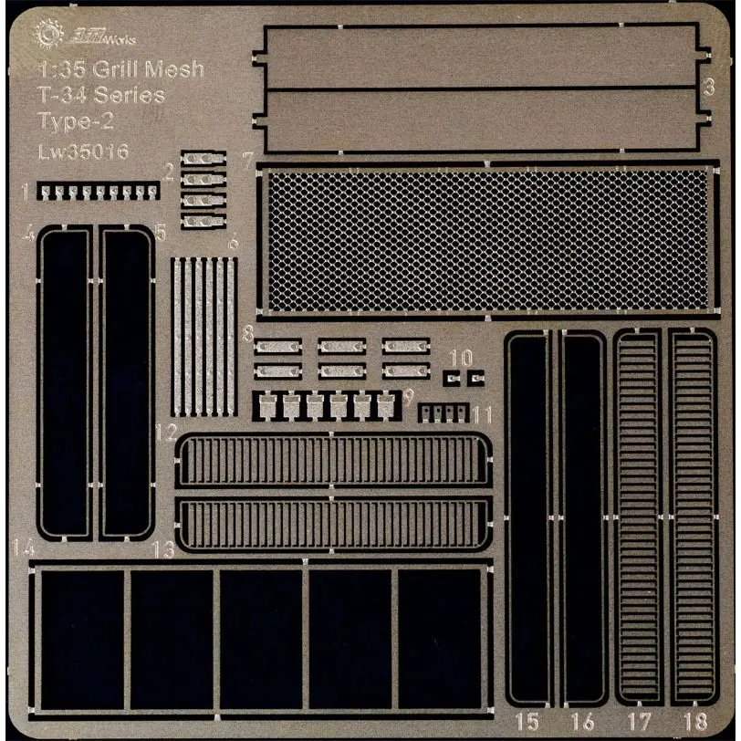 AM-WORKS LW35016 1/35 Grill Mesh for Dragon/Tamiya T-34 Type II - Upgrade Detail Set