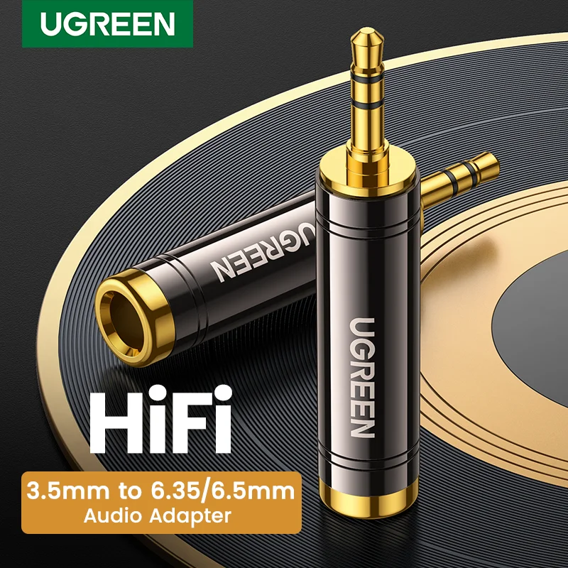 Ugreen 3.5Mm Naar 6.5Mm 6.35Mm 1/4 Adapter Vergulde Puur Koperen 6.5Mm Male Aux Vrouwelijke naar Jack Mono Adapter Audio Connector