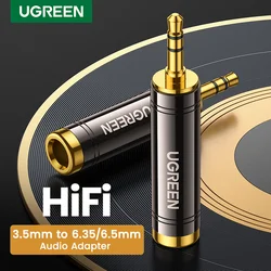 UGREEN-Adaptador de 3,5mm a 6,5mm, 6,35mm, 1/4, cobre puro chapado en oro, 6,5mm, macho a AUX hembra a Jack, Mono, conector de Audio