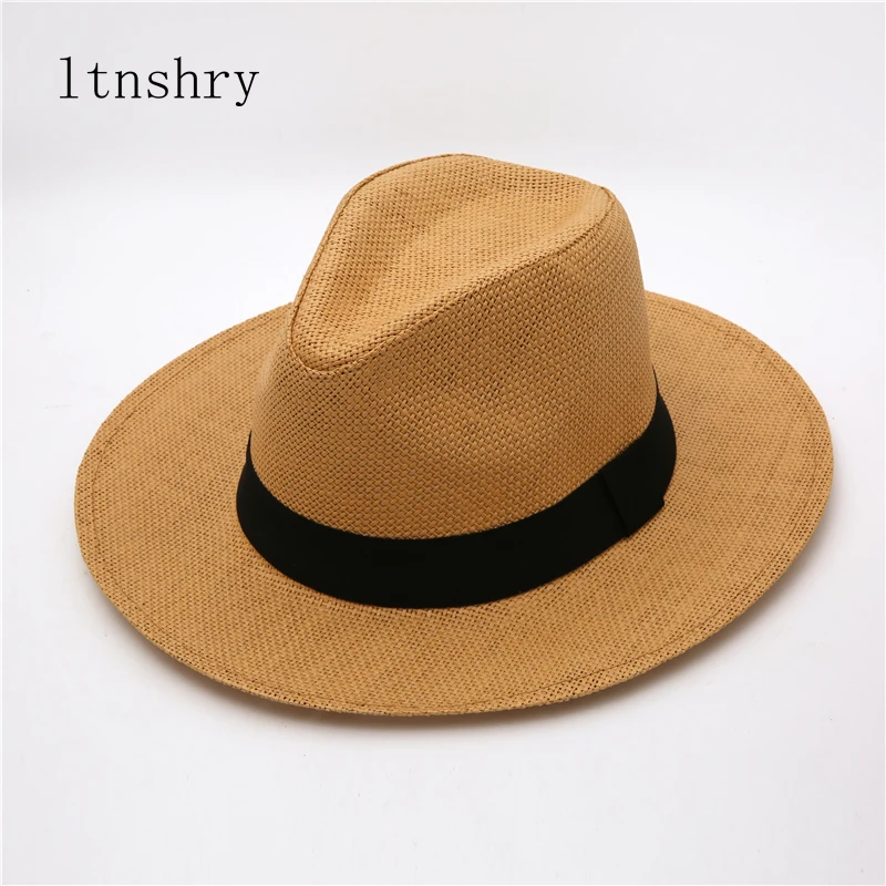 New 2021 Top Quality Women Man Straw Hat Sun Hat Wide Brim Beach Foldable Cap Big Bone Men Plus Size Fedora Hat Sunscreen