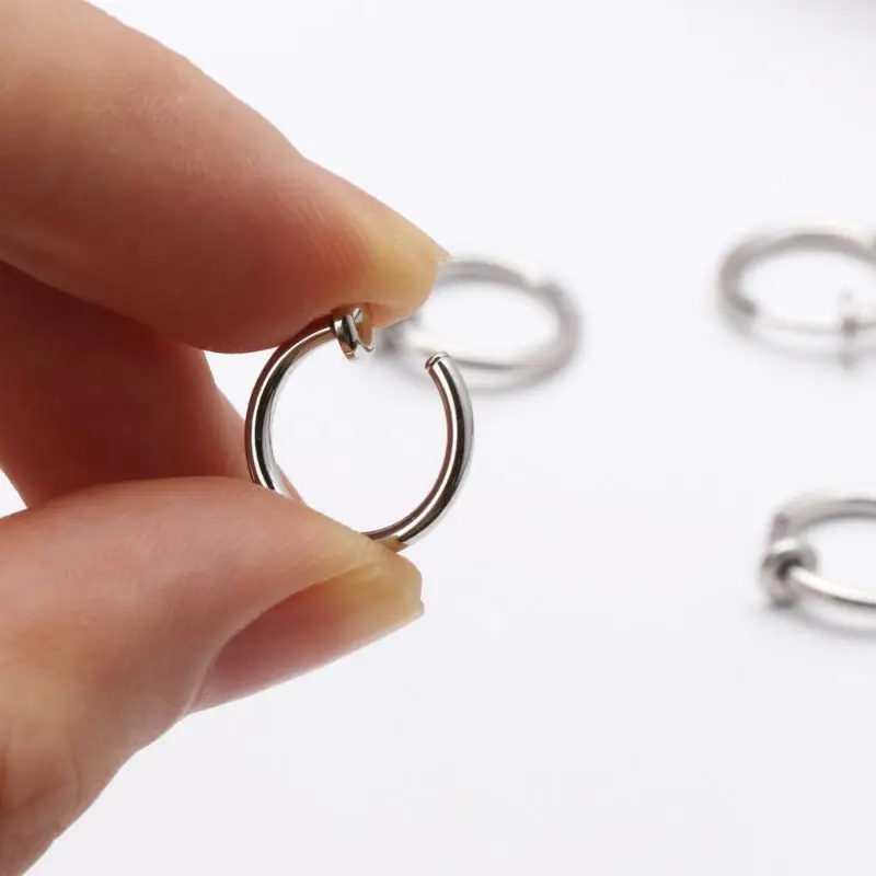 10Pcs sliver colour color No Ear-hole DIY Clip On Circle Hoop Earrings For Jewelry Making