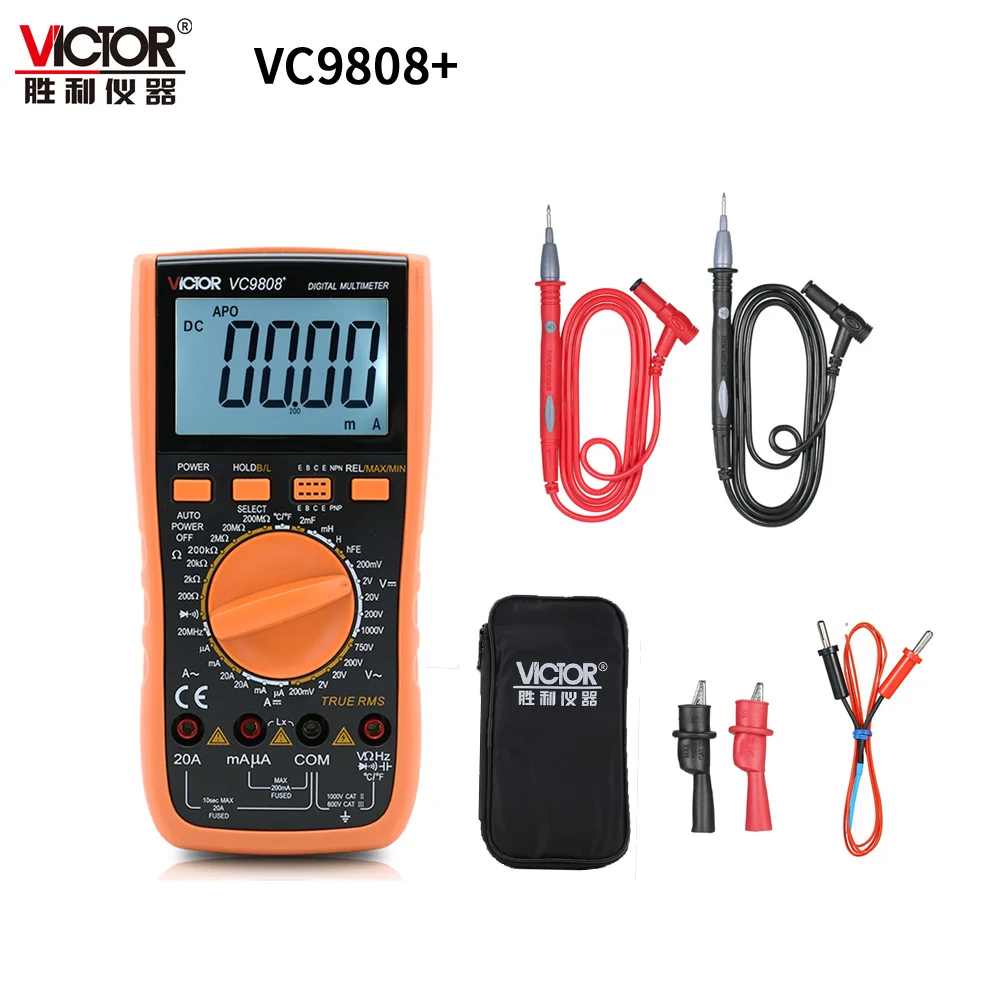 victor vc9806 mais vc9808 verdadeiro rms multimetro digital 1000v 20a dc ac amperimetro voltimetro indutancia frequencia tester medidor 01