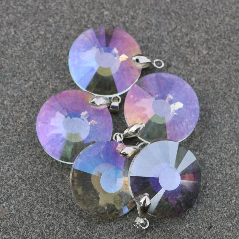 

10pcs/lot 30mm Chandelier Crystal Round Sunburst Crystal Prism Suncatcher Pendant Sunflower Disc Crystal AB Ornaments