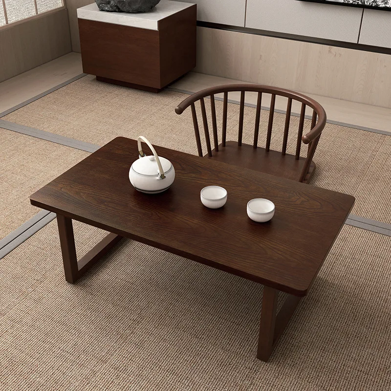 solid wood tea table window table Japanese simple table sitting on the ground solid wood national school table table