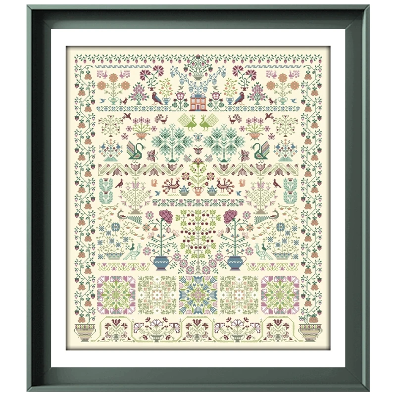 Garden of eternal blossoms cross stitch kits cartoon pattern design 18ct 14ct 11ct light yellow canvas embroidery DIY needlework