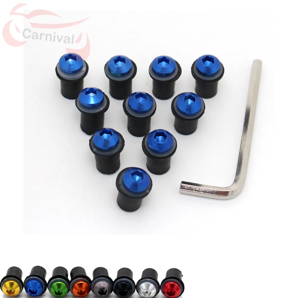 

5mm 10Ps Motorcycle Windshield Screw Nut Lock Kit for SUZUKI Hayabusa GSR 600/750 GSXR 600/750 SV 650 SV650S