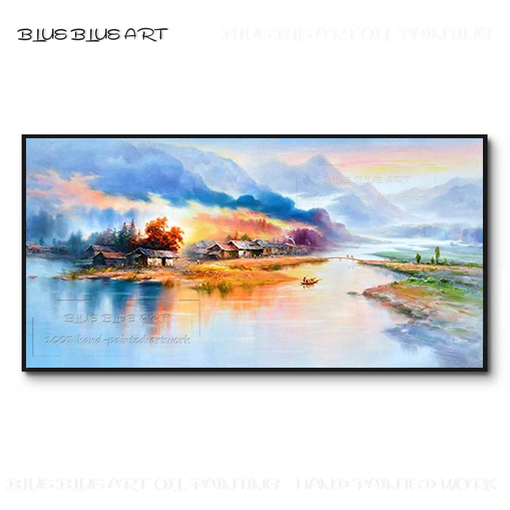 Professional Artist Hand-painted Chinese Natural Scenery Oil Painting on Canvas Dream Colors Abstract Landscape Oil Painting