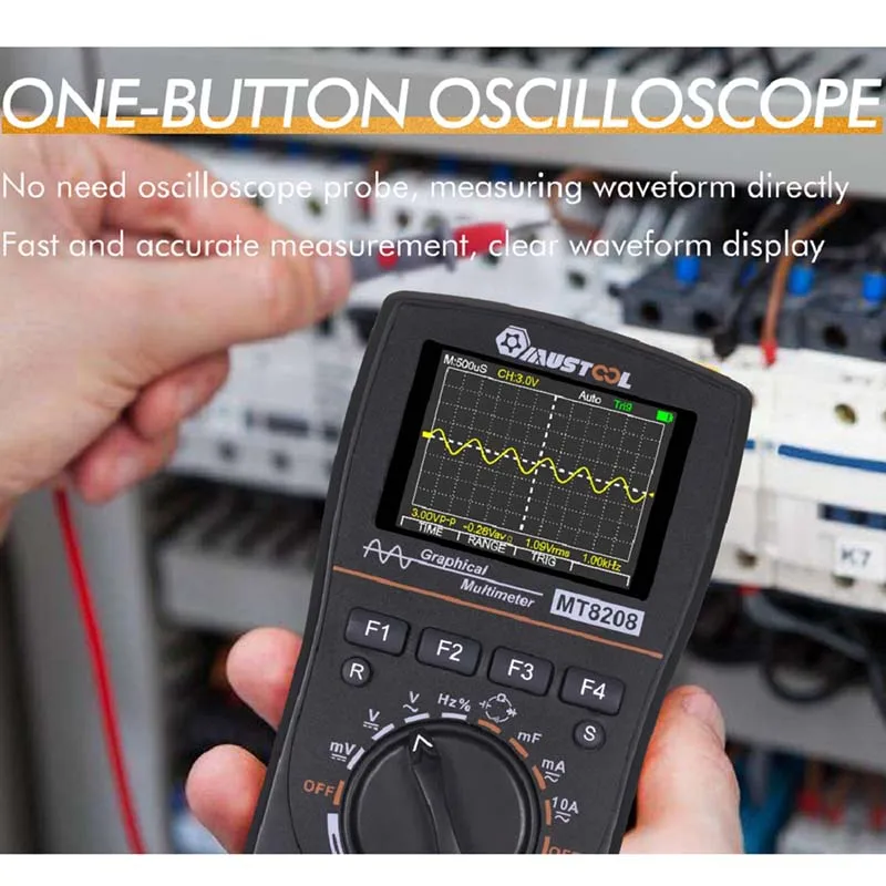 MUSTOOL Upgraded MT8208 2 In 1 HD Intelligent Digital Multimeter Graphical Oscilloscope 2.5Msps Sampling Rate Electronic Test