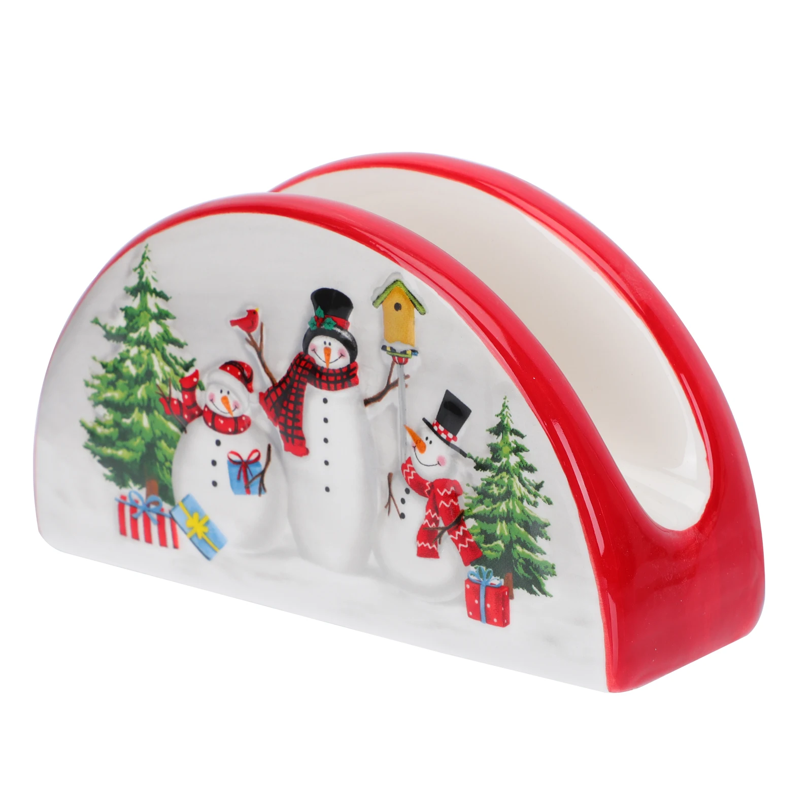 Napkin Holder Tissue Dispenser Stand Christmas Paper Freestanding Tabletop Towel Rack Ceramic Holiday Table Xmas Serviette