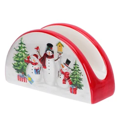 Napkin Holder Tissue Dispenser Stand Christmas Paper Freestanding Tabletop Towel Rack Ceramic Holiday Table Xmas Serviette