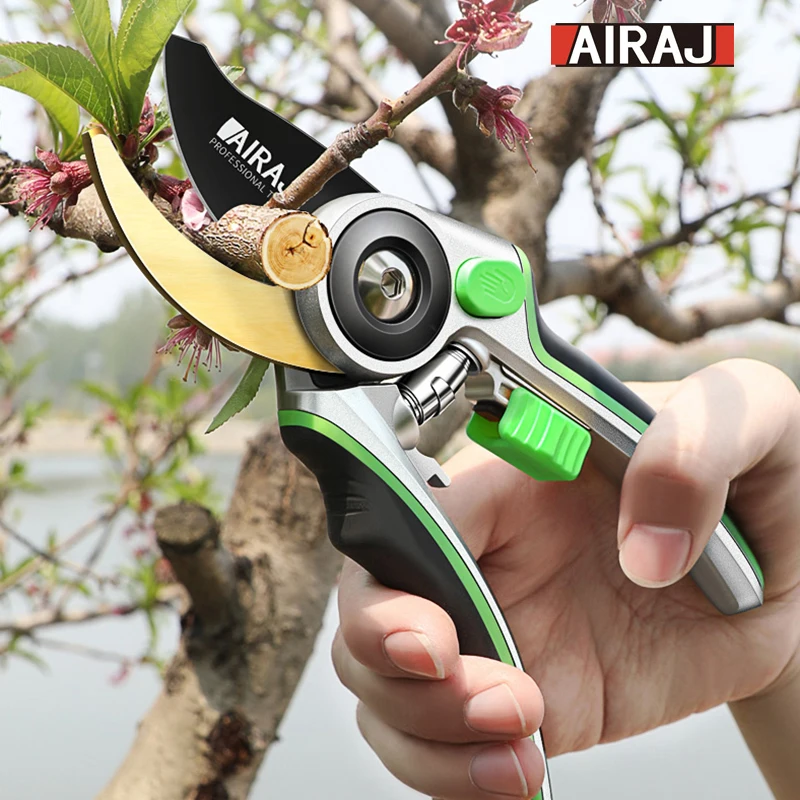 AIRAJ Multi-Function Pruning Shears with SK5 Stainless Blade and Safety Lock Anti-Slip Garden Shears Can Cut Smoothly