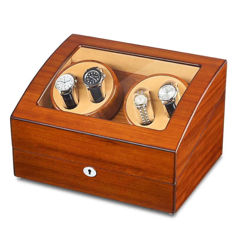 

JQUEEN 4 Automatic Wood Watch Winder with 6 Storage Case Fraxinus mandshurica 5 Modes For Mechanical Watch