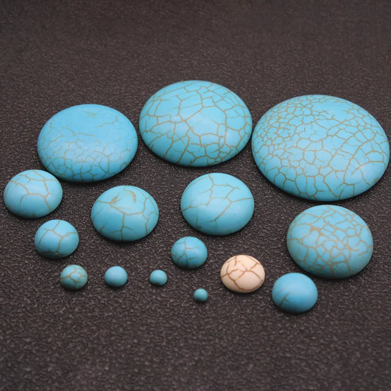 3 4 6 8 10 12 14 16 18 20 25 30 35 mm White Blue Turquoise Beads CAB Cabochon Natural Stone Beads for DIY Earring Jewelry Making