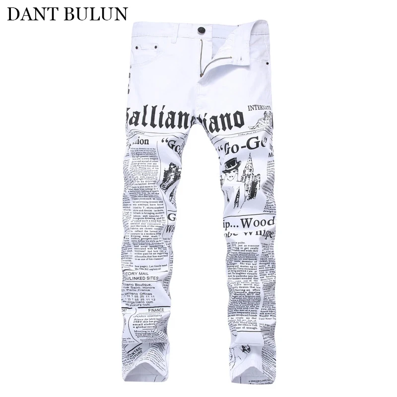 2020 Fashion Jeans Men Stretch Denim Printed Pants Straight Hip Hop Painted Jeans Casual Men Clothes Slim Skinny Fit Trousers