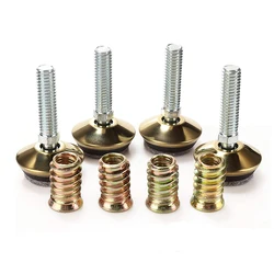 Gold Swivel Furniture Levelers - 4Pcs  Adjustable Leveling Legs Glide for Tables Chairs Cabinets - M8/M10 Fully Threaded