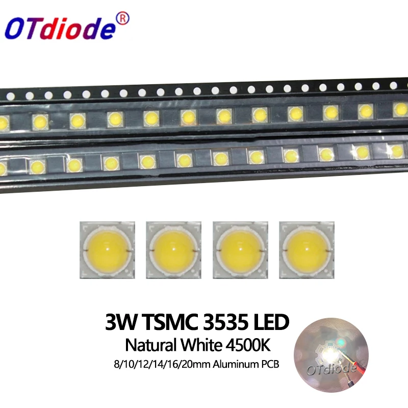 10PCS 1W 3W High Power XPE LED Beads 3535 SMD Diode Chip Neutral White 4500K Replace XP-E2 XPG2 For Biycle Flashlight