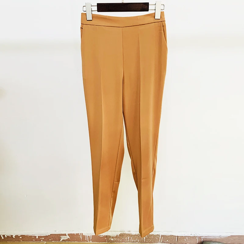 HIGH STREET New 2024 Designer Pencil Pants Fashion Brief Solid carriera elastico in vita pantaloni abbinati