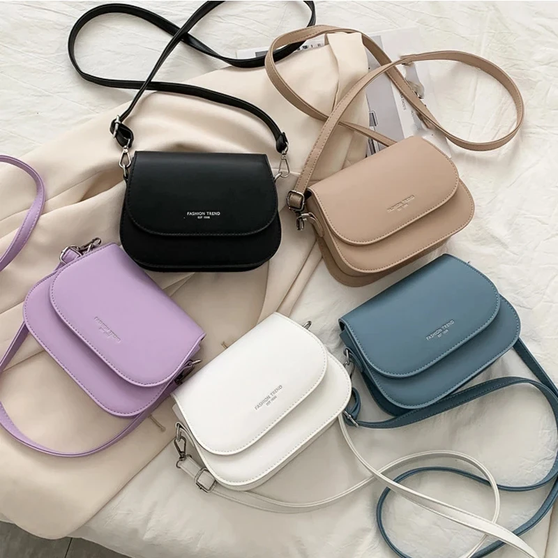Yogodlns Trendy Sattel Schulter Tasche Frauen PU Leder Umhängetasche Einfache Feste Farbe Klappe Umhängetasche Designer Handtaschen Beutel – Detail 37