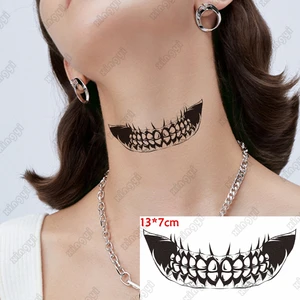 Halloween Mouth Teeth Face Stickers Tattoo Sticker Disposable Waterproof Stickers Funny Horror Body Art Makeup Party Men Women