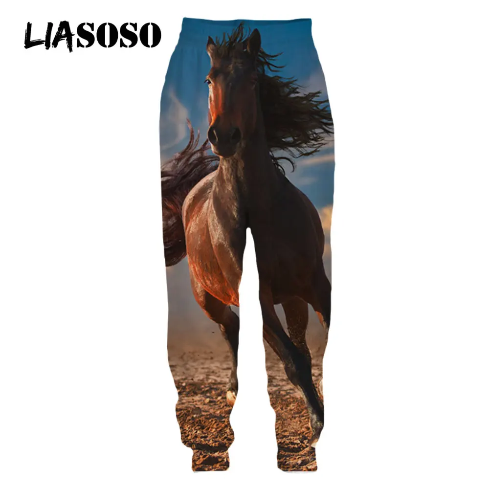 LIASOSO 3D Print Robust Horses Snow Anime Horse Animals Sweatpants Men's Women Sweat Pants Jogging Casual Hip Pop Fitness Pants