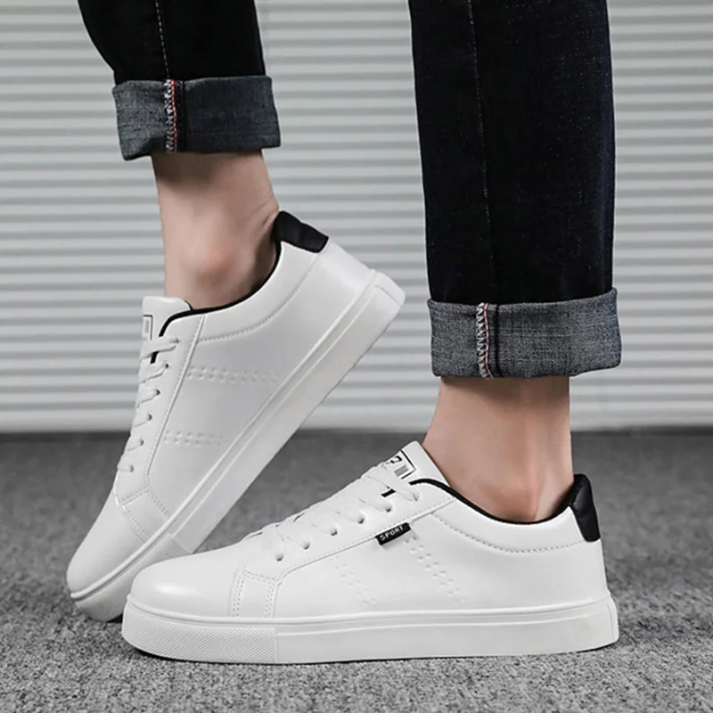 

White Shoes Men Sneakers Nice Nice Ins Cool Young Man Street Casual Shoes Classic Black White Sneakers Nice