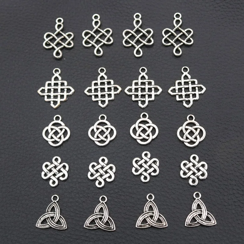Vintage Rope Knot Pendant, Chinese Knot Charms, Irish Knot Charms, DIY Metal Jewelry Handicrafts A2127 20pcs