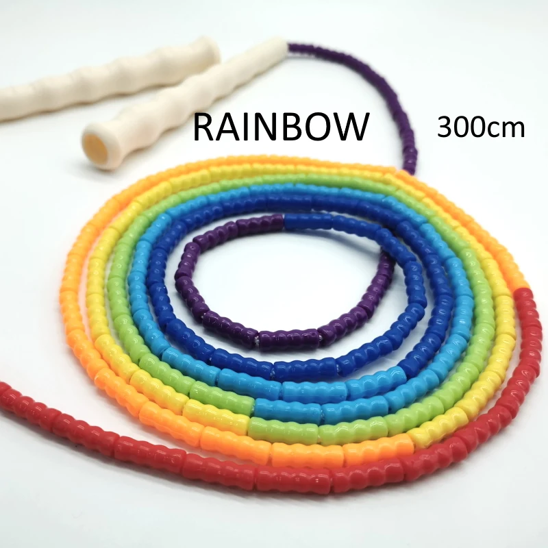 NEVERTOOLATE 2.2m 2.4m 2.6m 3m 3.6m rainbow beaded colorful soft PVC beads kids adult skipping jump rope doubledutch skip