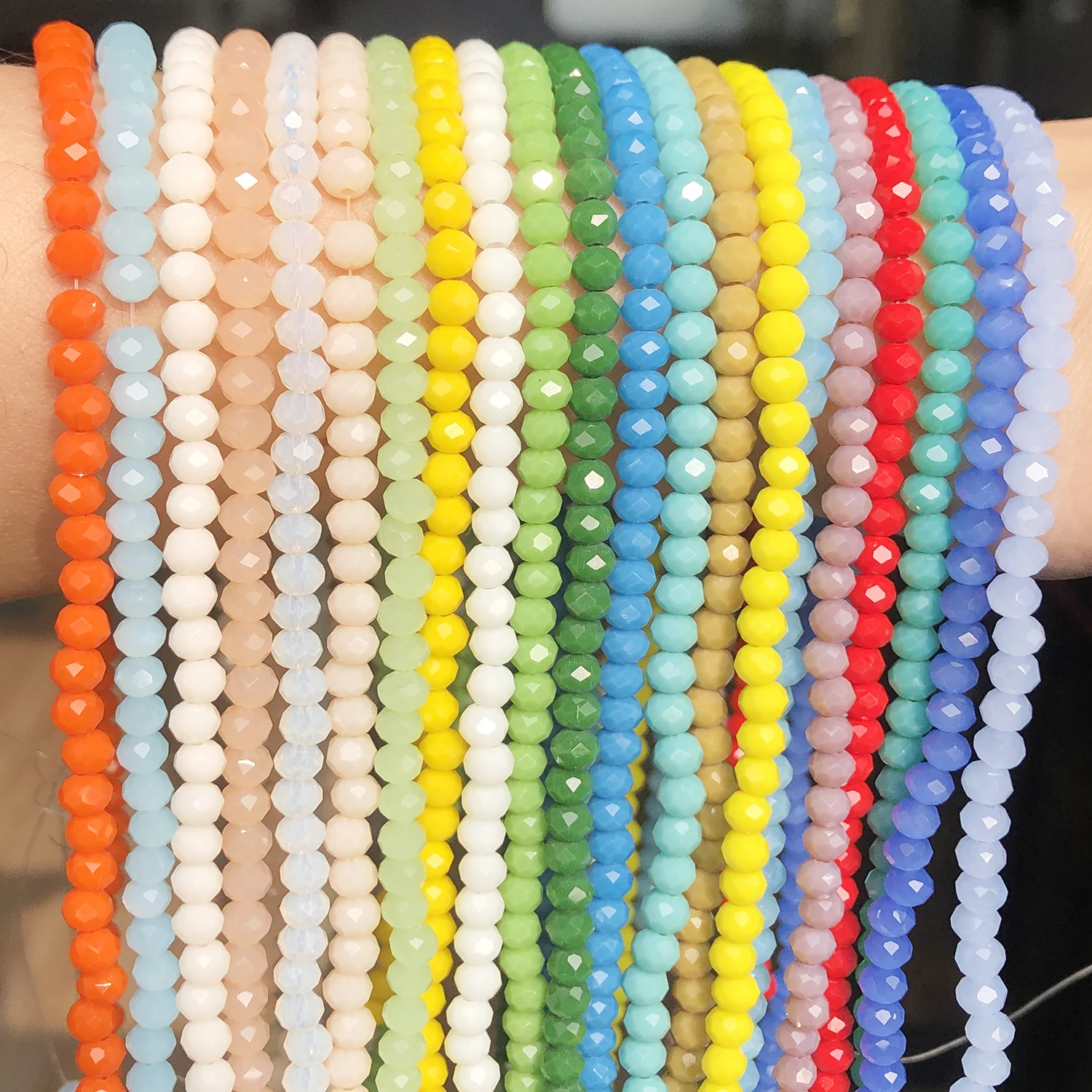 2/3/4mm Faceted Colorful Rondell Crystals Beads Glass Loose Spacer Beads for DIY Jewelry Making Bracelet Necklace Charms 15inch