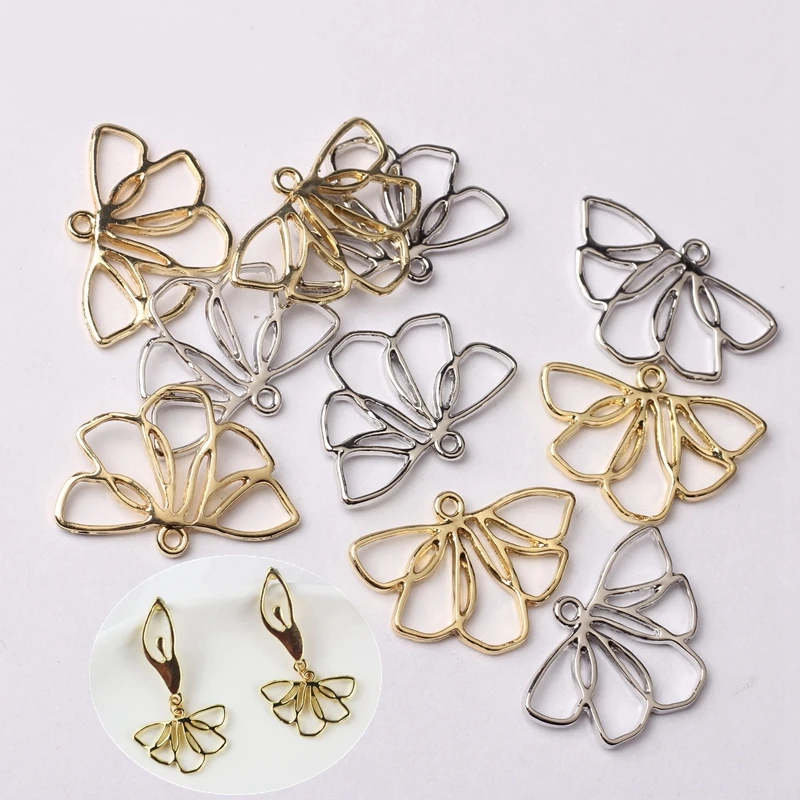 Zinc Alloy Charms   Hollow Flower Shape Charms Connector 6pcs/lot For DIY Fashion Earrings Making Accessories