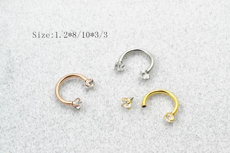 

LOT50pcs Body Jewelry -CZ 16g Surgical Steel Ear/Nose/ Lip Labret Bar Piercing CBR Horseshoes Shine Ear Cartilage Helix