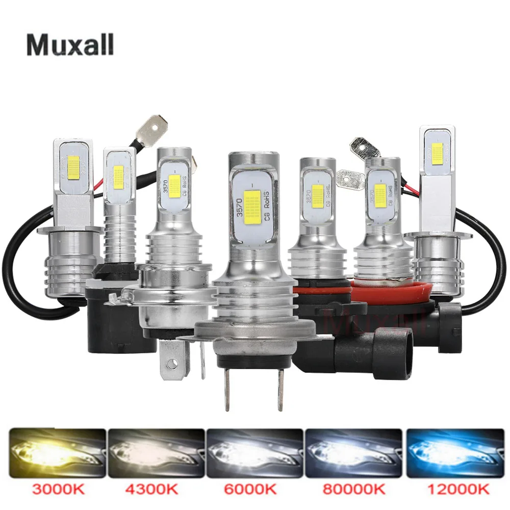 Muxall 20000lms Car H7 LED Lamp H4 H3 H1 H11 LED Front Bulb 9005 880 881 Ice lamp 6000K 12V Car Headlights Car Fog Light 2PCS