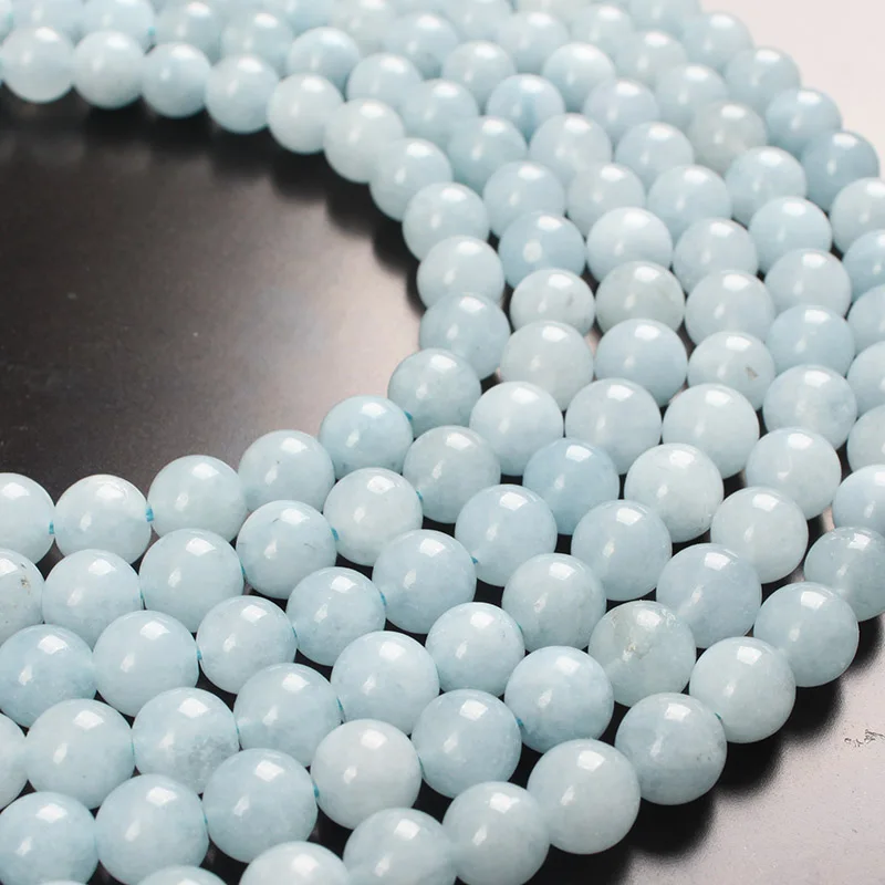 Natural Stone Beads Blue Aquamarines Jades Angelite Round Loose Beads 4 6 8 10 12 14mm For Bracelets Necklace Diy Jewelry Making