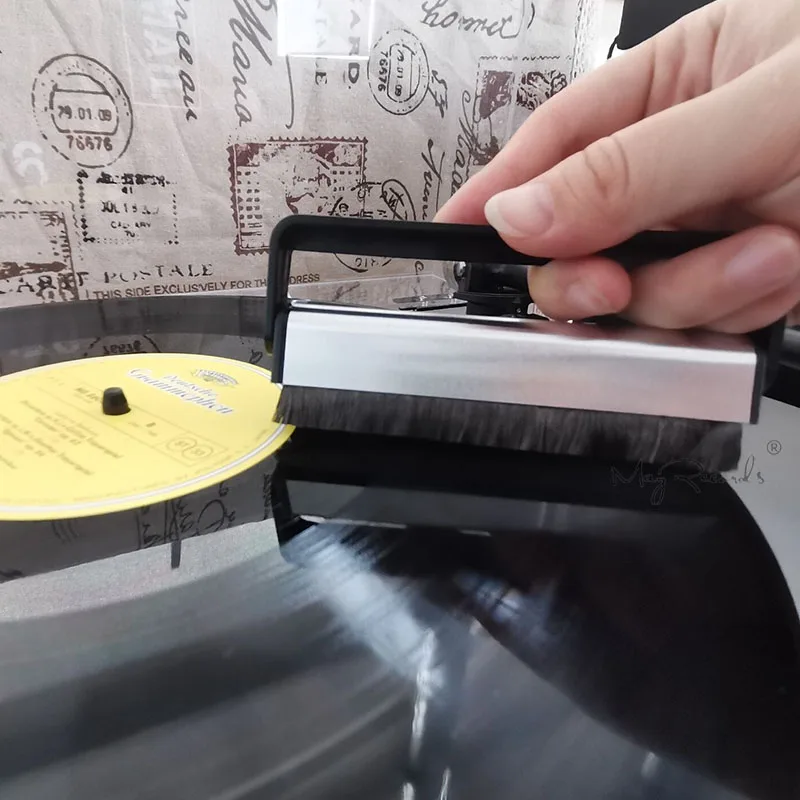 Spazzola professionale per dischi in vinile Spazzola portatile antistatica per dischi in fibra di carbonio + Spazzola per stilo Accessorio per lettore fonografo in vinile LP