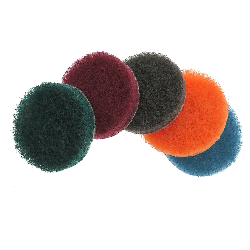 5Pcs 2 inch 50 MM Power Scrub Pads Nylon for Drill Polish Scouring Pad Hook & Loop Car Cleaning tools for Drill Rotary Tool