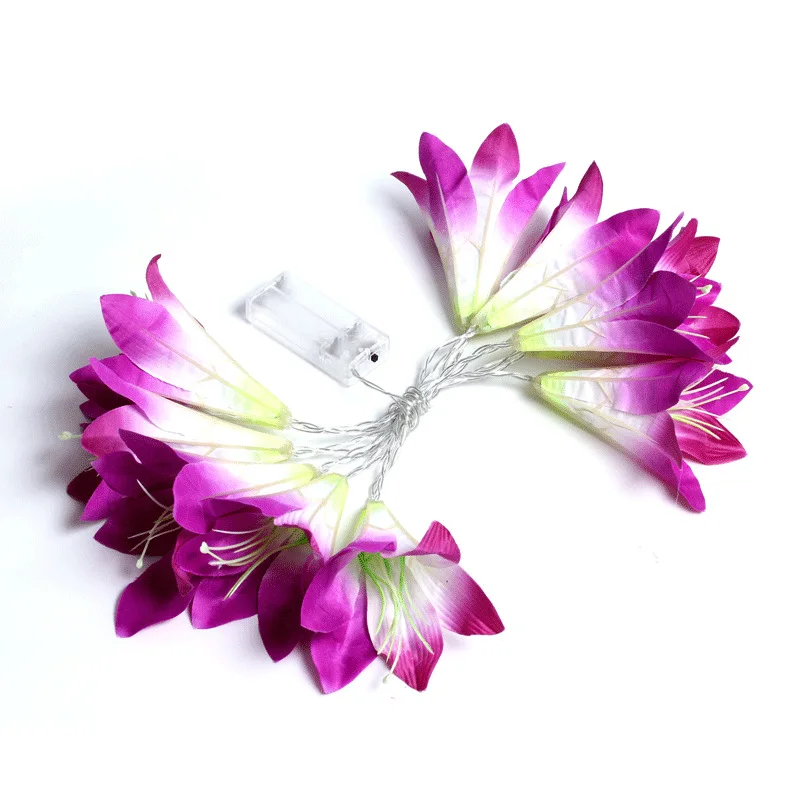 LED Simulation Lily Christmas Interior Decoration Atmosphere Light String Battery Operated for Outdoor Indoor Wedding Decoration