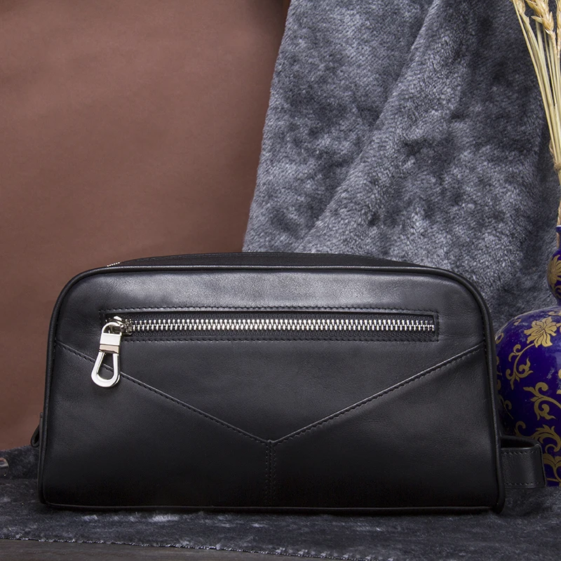 Contact\'s Genuine Leather Men\'s Cosmetic Bags Case Travel Organizer Men Toiletry Bag Luxury Brand Makeup Bags Large Capacity