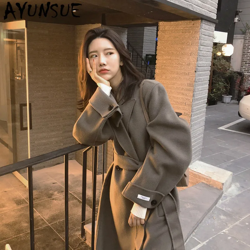 Spring Autumn Coat Women Korean Double-sided Wool Jacket Women Woolen Overcoat Abrigos Mujer Invierno 2020 Casaco YR055 YY2026